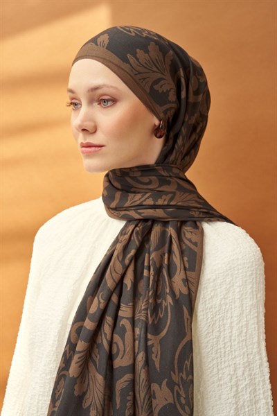 Riva Şal Tencel Floral Antrasit