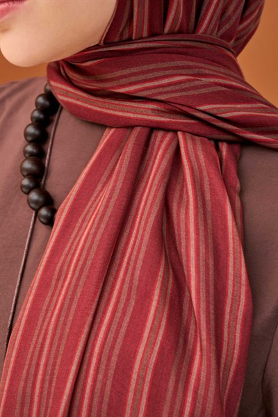Riva Şal Tencel Line Bordo