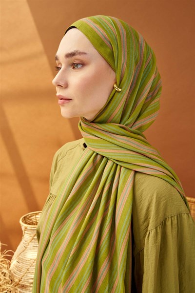 Riva Şal Tencel Line Fıstık Yeşili