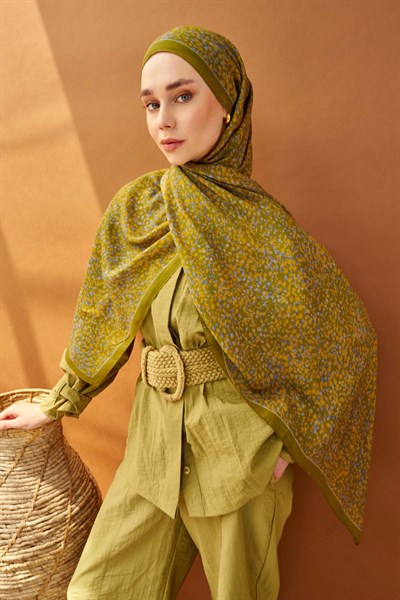 Riva Şal Tencel Secret Garden Olive
