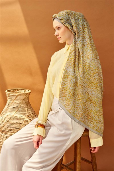 Riva Şal Tencel Secret Garden Sarı