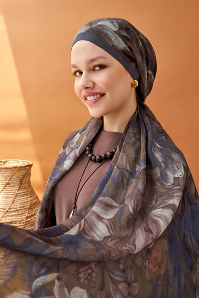 Riva Şal Tencel Wild Flower Acı Kahve