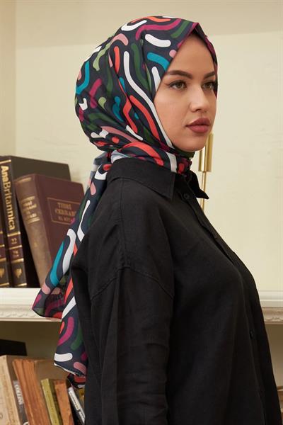 Sarmal Pamuk Viskon Şal Canlı Siyah