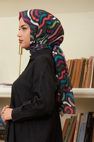 Sarmal Pamuk Viskon Şal Canlı Siyah