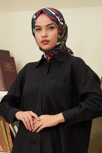 Sarmal Pamuk Viskon Şal Canlı Siyah