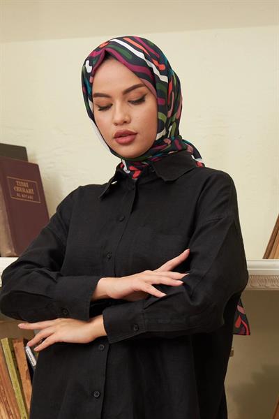 Sarmal Pamuk Viskon Şal Canlı Siyah