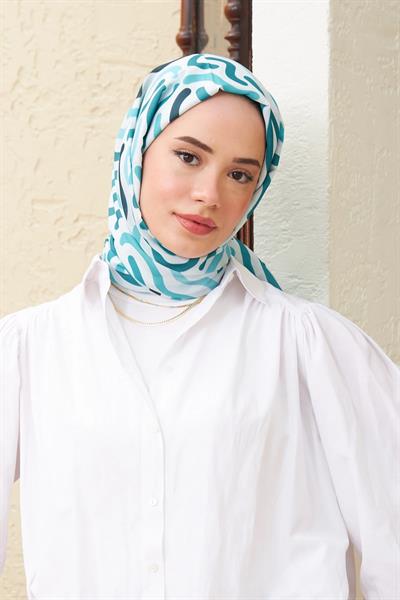 Sarmal Pamuk Viskon Şal Turkuaz