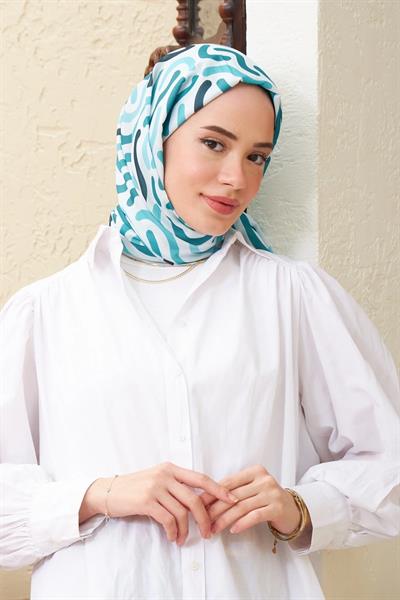 Sarmal Pamuk Viskon Şal Turkuaz