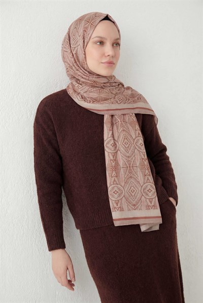 Nature Desen Pudra Pembe  75X195 Soft Şal