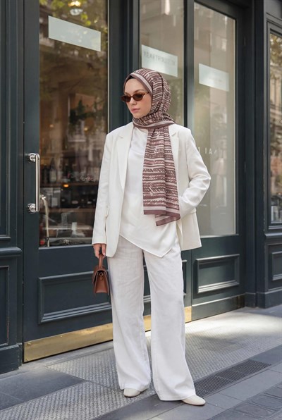 Şerit Desen Pudra 75X195 Soft Şal