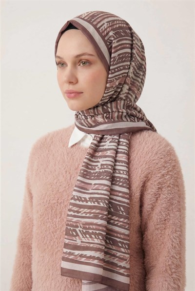 Şerit Desen Pudra 75X195 Soft Şal