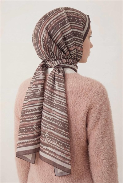 Şerit Desen Pudra 75X195 Soft Şal