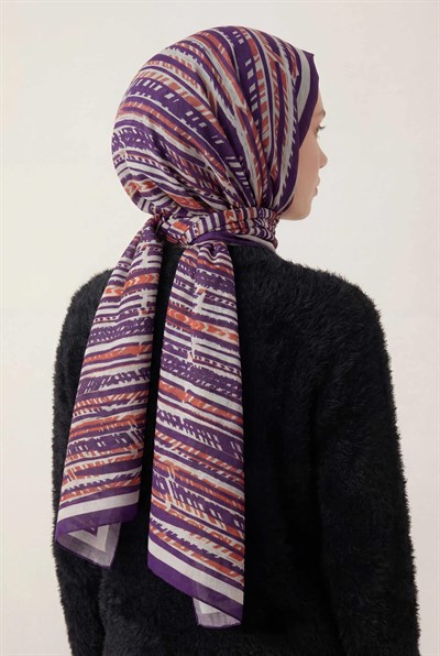 Şerit Desen Gümüş 75X195 Soft Şal