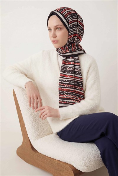 Şerit Desen Ekru 75X195 Soft Şal