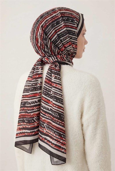 Şerit Desen Ekru 75X195 Soft Şal