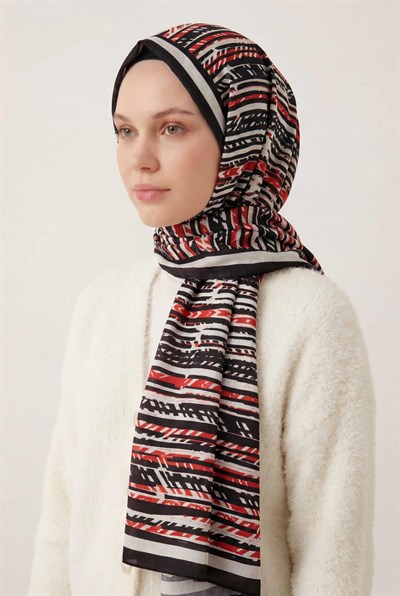 Şerit Desen Ekru 75X195 Soft Şal