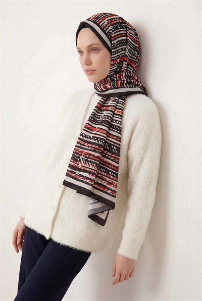 Şerit Desen Ekru 75X195 Soft Şal