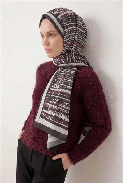 Şerit Desen Pudra 75X195 Soft Şal