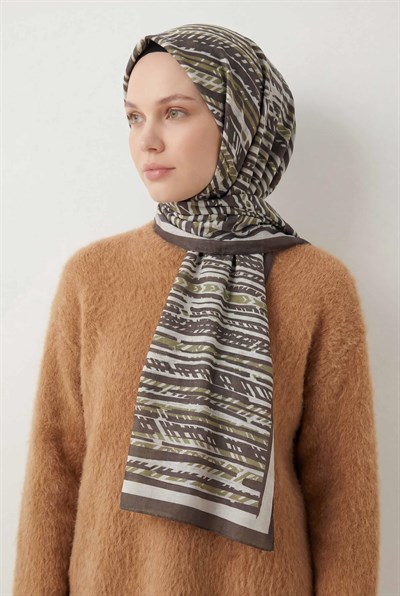 Şerit Desen Haki 75X195 Soft Şal