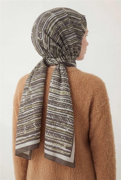 Şerit Desen Haki 75X195 Soft Şal