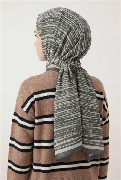 Şerit Desen Koyu Yeşil 75X195 Soft Şal