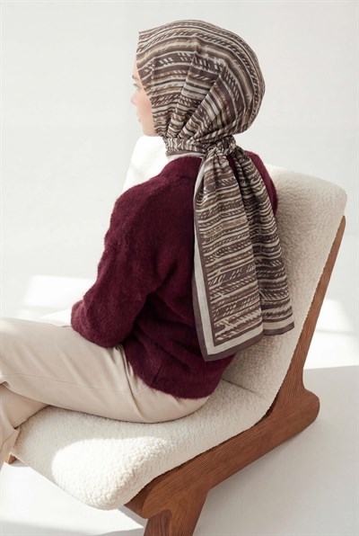 Şerit Desen Acı Kahve 75X195 Soft Şal