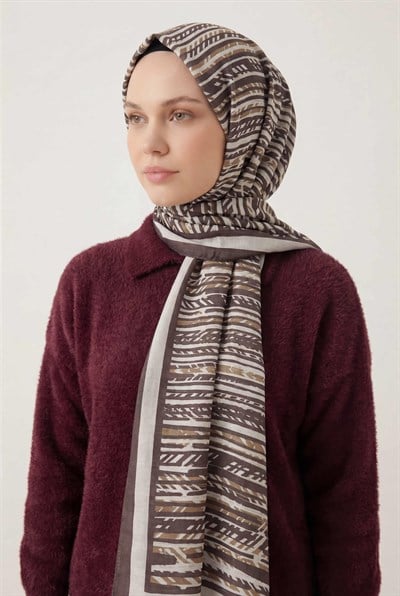 Şerit Desen Acı Kahve 75X195 Soft Şal