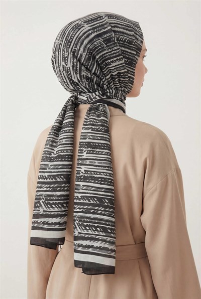 Şerit Desen Siyah 75X195 Soft Şal