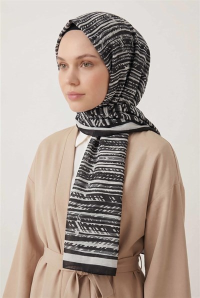 Şerit Desen Siyah 75X195 Soft Şal