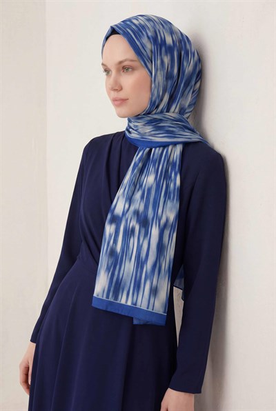 Su Yolu Desen Mavi 75X195 Soft Şal