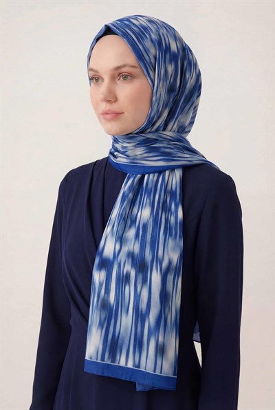 Su Yolu Desen Mavi 75X195 Soft Şal