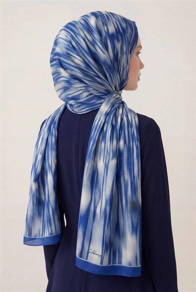 Su Yolu Desen Mavi 75X195 Soft Şal