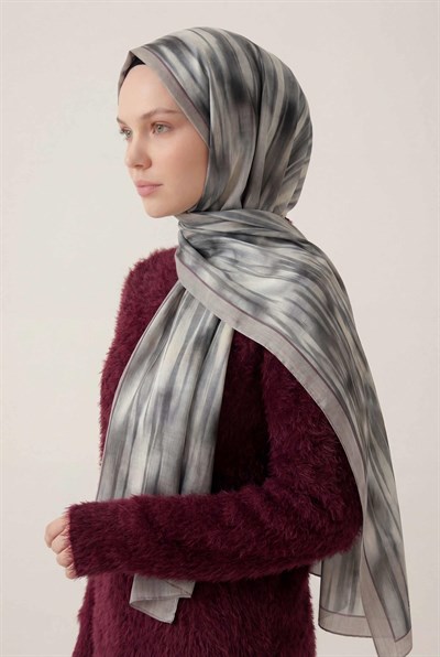 Su Yolu Desen Gri 75X195 Soft Şal