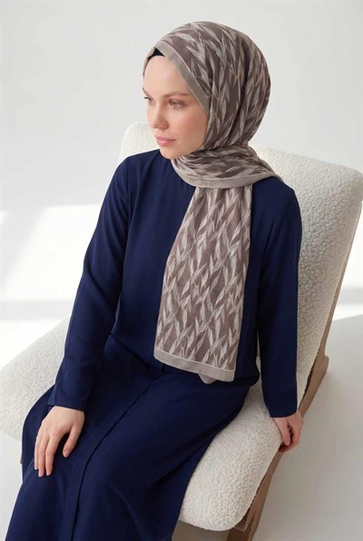 Yaprak Desen Kahverengi 75X195 Soft Şal