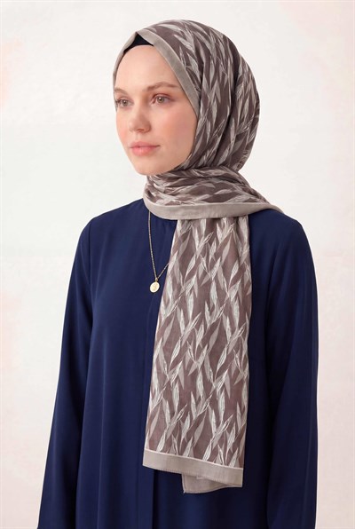 Yaprak Desen Kahverengi 75X195 Soft Şal