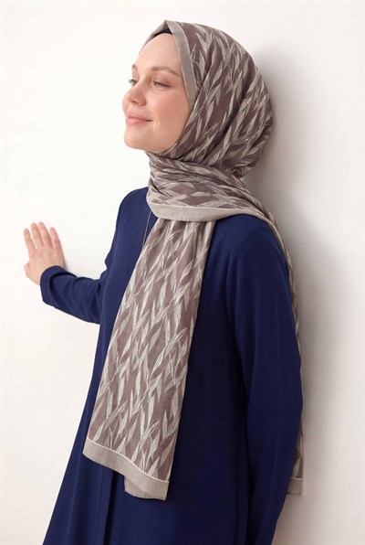 Yaprak Desen Kahverengi 75X195 Soft Şal