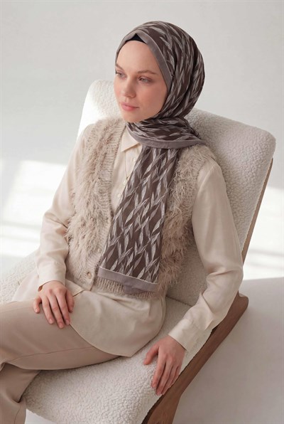 Yaprak Desen Soluk Lila 75X195 Soft Şal