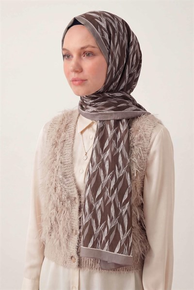 Yaprak Desen Soluk Lila 75X195 Soft Şal