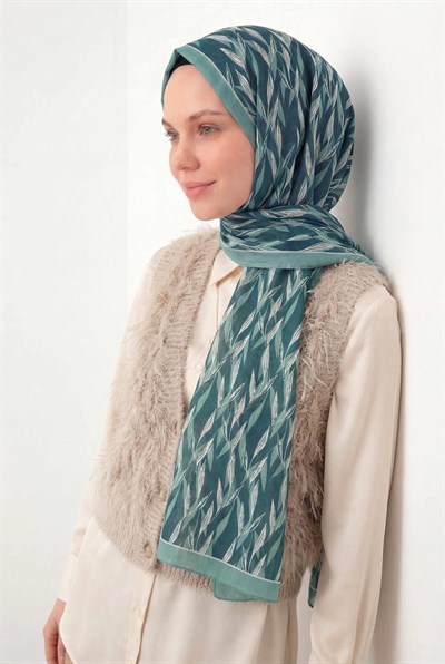 Yaprak Desen Petrol Yeşili 75X195 Soft Şal