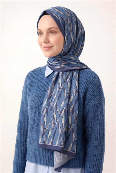 Yaprak Desen İndigo 75X195 Soft Şal