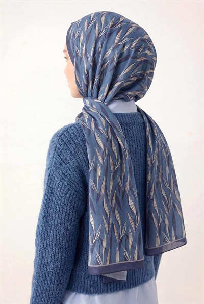 Yaprak Desen İndigo 75X195 Soft Şal