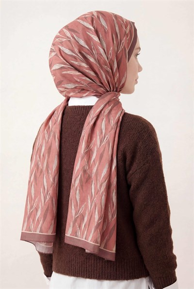Yaprak Desen Pembe 75X195 Soft Şal