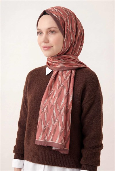 Yaprak Desen Pembe 75X195 Soft Şal