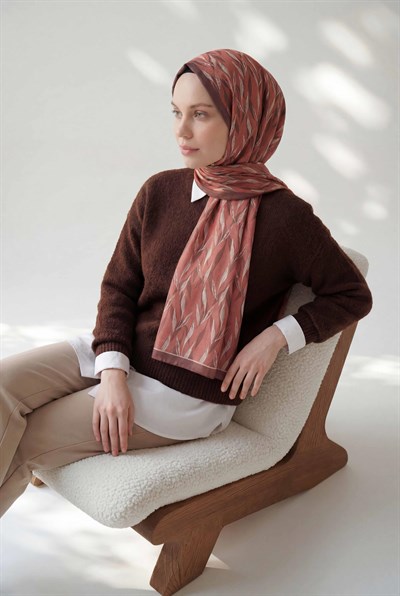 Yaprak Desen Pembe 75X195 Soft Şal