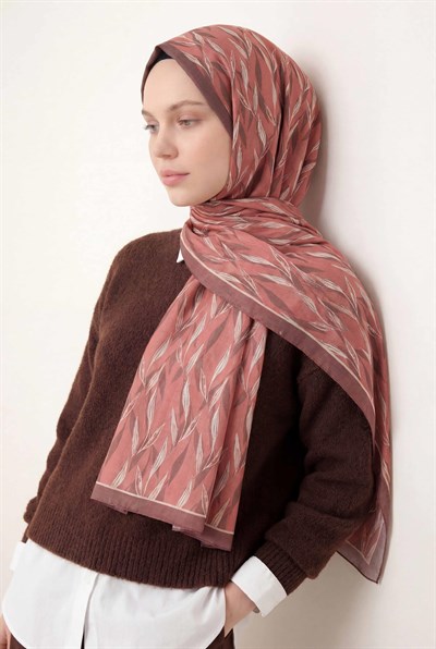 Yaprak Desen Pembe 75X195 Soft Şal