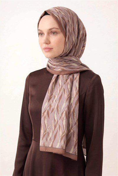 Yaprak Desen Soluk Lila 75X195 Soft Şal