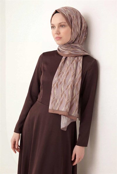 Yaprak Desen Soluk Lila 75X195 Soft Şal