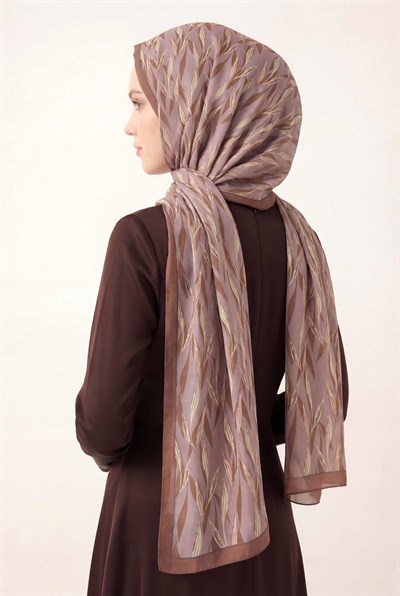 Yaprak Desen Soluk Lila 75X195 Soft Şal