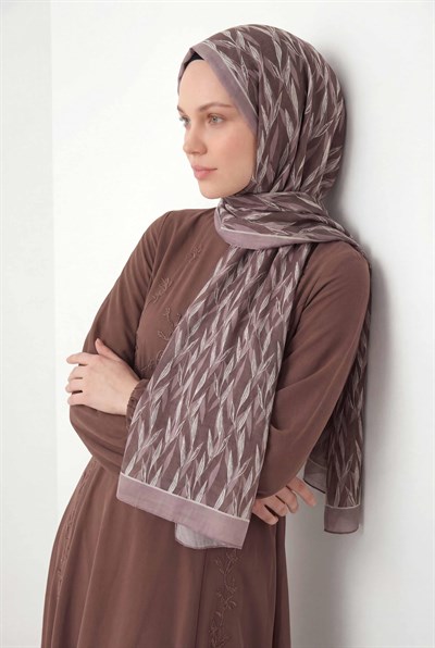 Yaprak Desen Mocha Mousse 75X195 Soft Şal