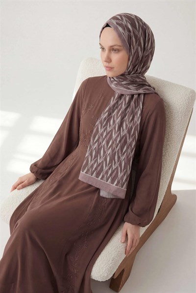 Yaprak Desen Mocha Mousse 75X195 Soft Şal